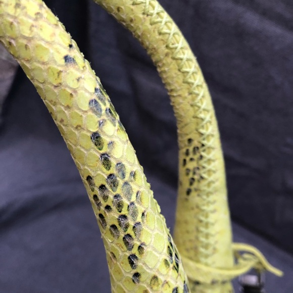 Cole Haan neon green/grey snake print tote. - Picture 9 of 13